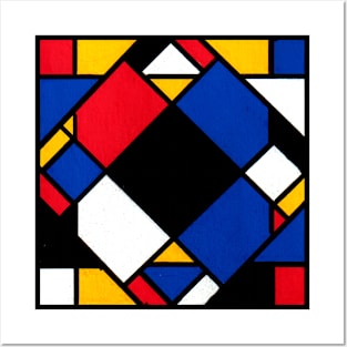 Mondrian Inspired Geometric Abstract Acrylic Painting X Posters and Art